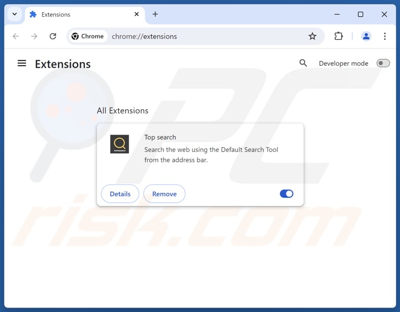 Removing toptosearch.com related Google Chrome extensions