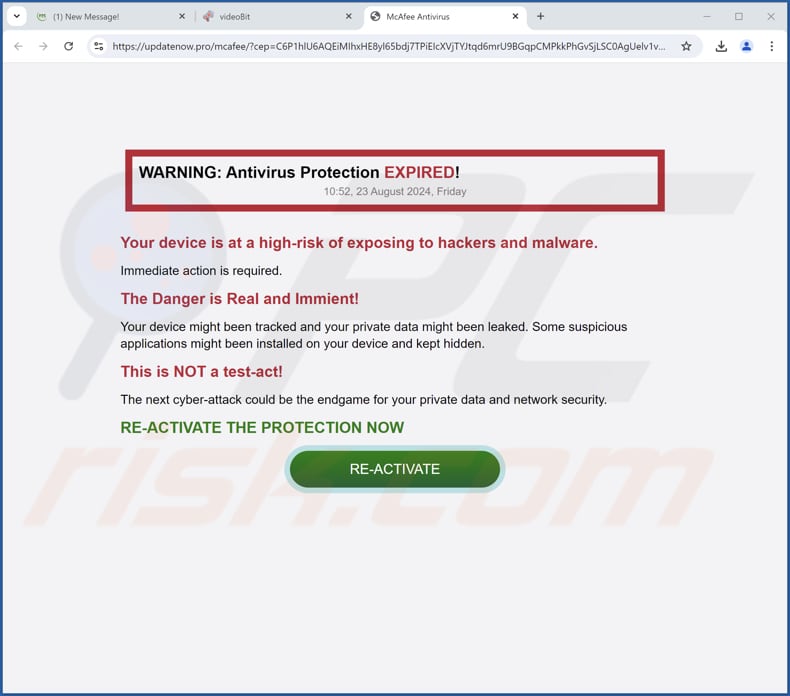 WARNING: Antivirus Protection EXPIRED! scam