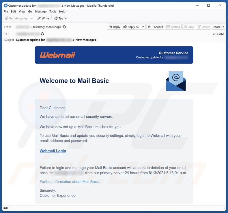 Webmail - Mail Basic email spam campaign