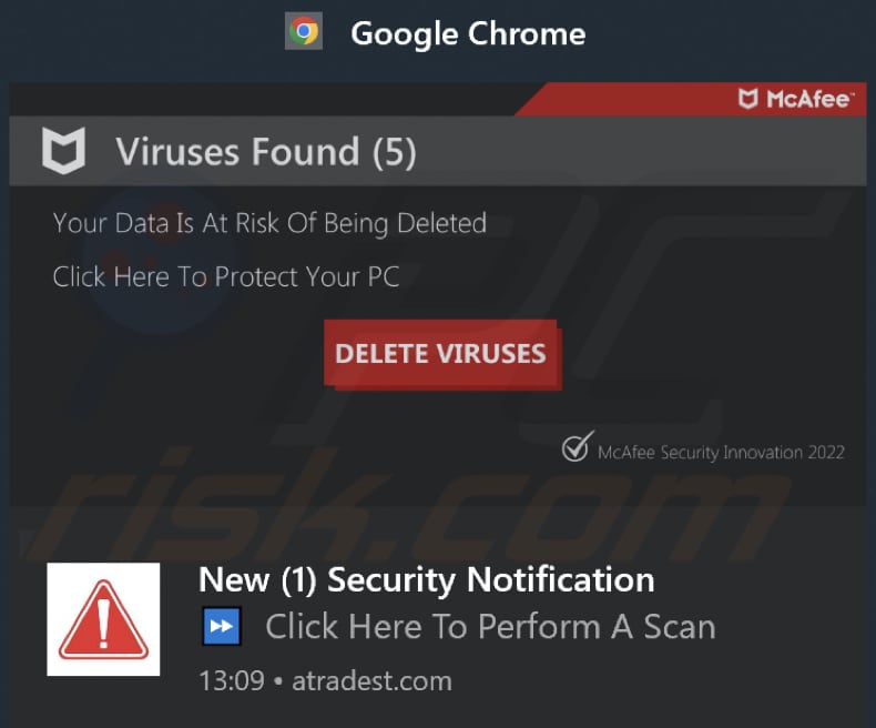 atradest.com fraudulent notification