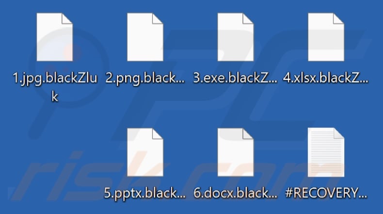 Files encrypted by blackZluk ransomware (.blackZluk extension)