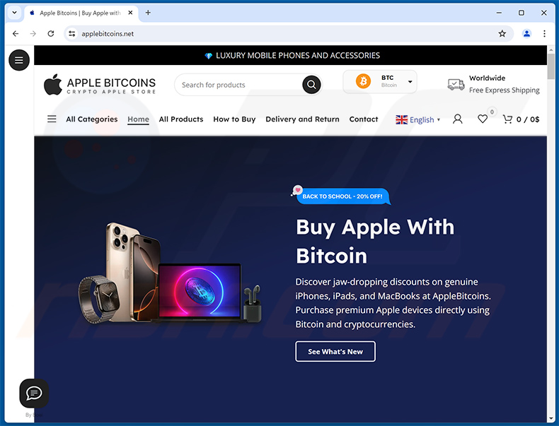 Phishing site (applebitcoins[.]net) promoting 