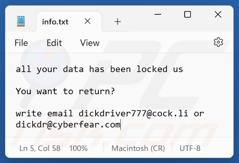 C*nt ransomware text file (info.txt)