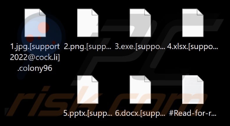 Files encrypted by Colony ransomware (.colony96 extension)