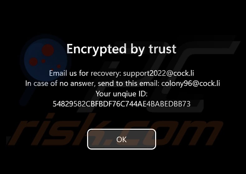 Colony ransomware pre log-in screen