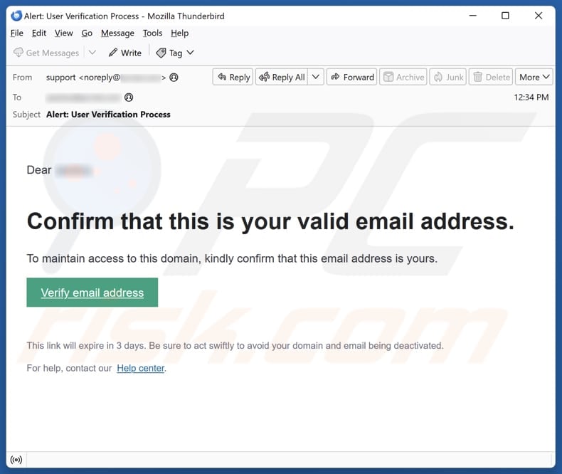 Confirm That This Is Your Valid Email Address email spam campaign