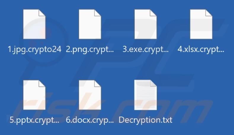 Files encrypted by Crypto24 ransomware (.crypto24 extension)