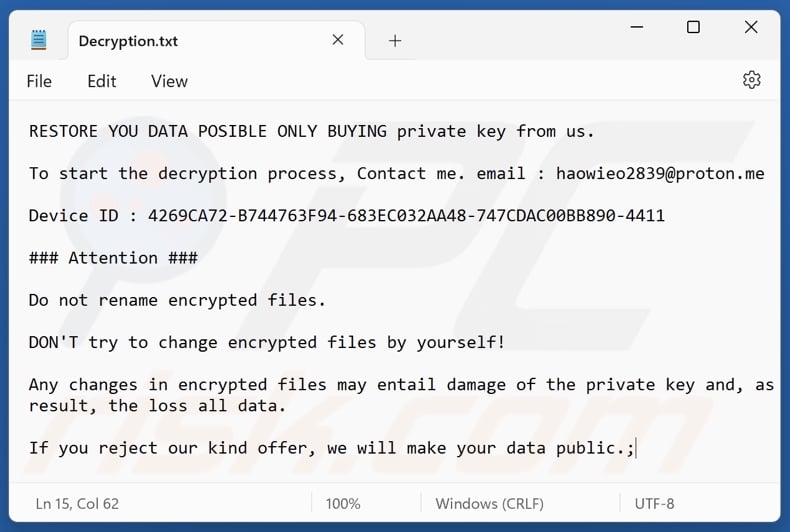 Crypto24 ransomware ransom note (Decryption.txt)