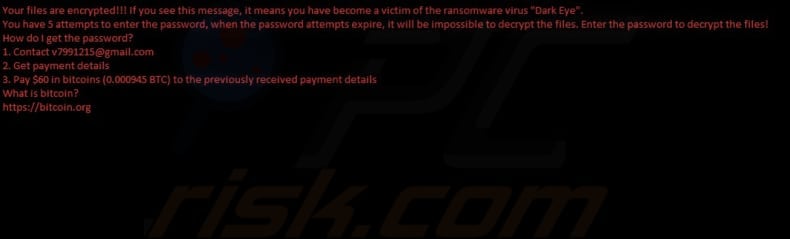 Dark Eye ransomware wallpaper