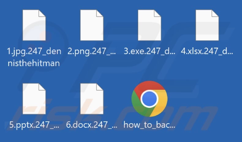 Files encrypted by DennisTheHitman ransomware (.247_dennisthehitman extension)