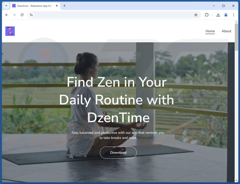 Website used to promote DzenTime PUA