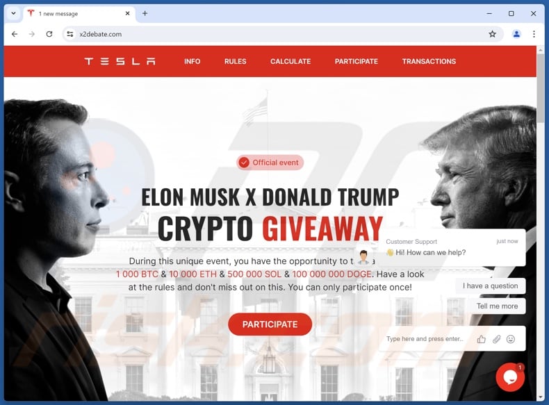 Elon Musk X Donald Trump Crypto Giveaway scam