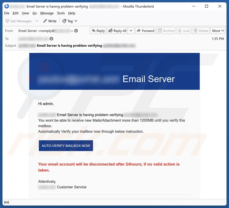 Email Server email spam campaign