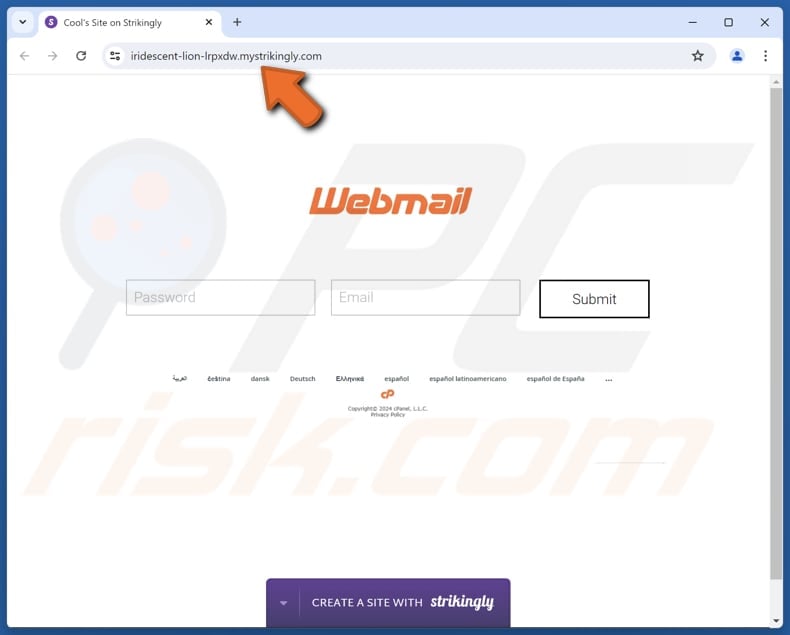 Email Server scam phishing website