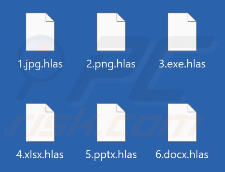 Files encrypted by Hlas ransomware (.hlas extension)