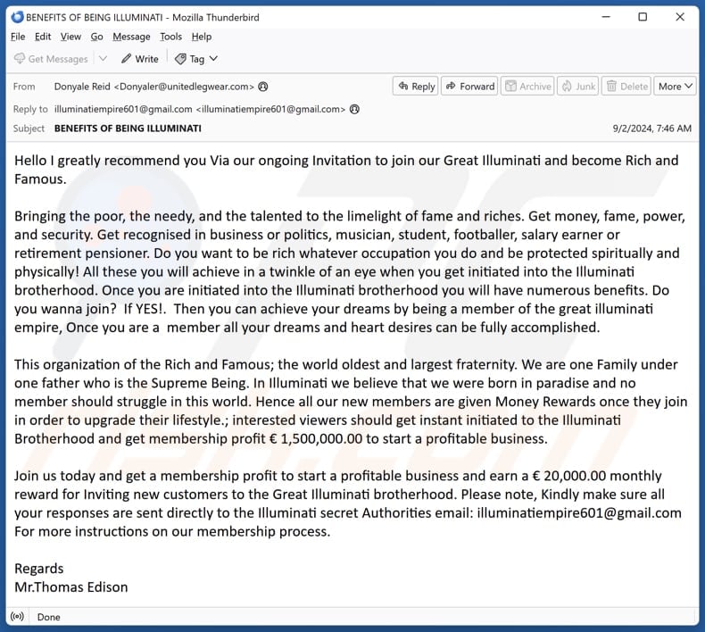 Join Our Great Illuminati email spam campaign