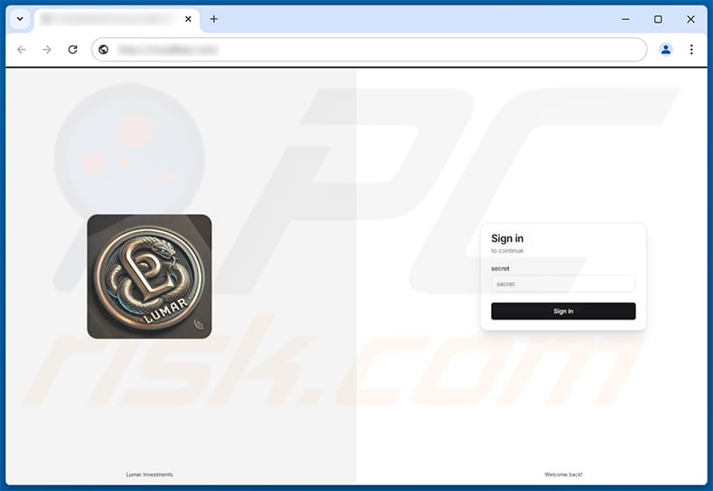 Lumar Stealer admin panel login screen