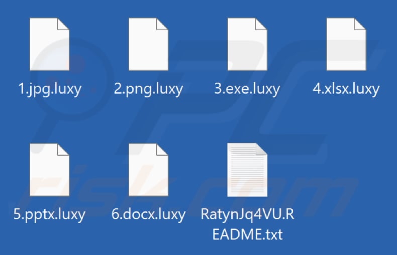 Files encrypted by Luxy ransomware (.luxy extension)