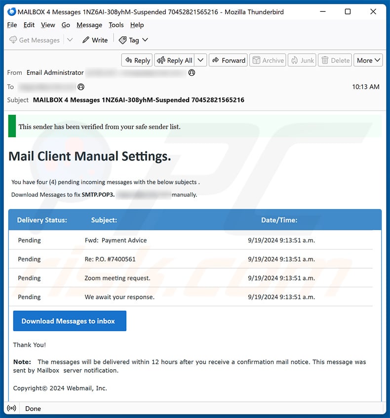 Mail Client Manual Settings email scam (2024-09-19)