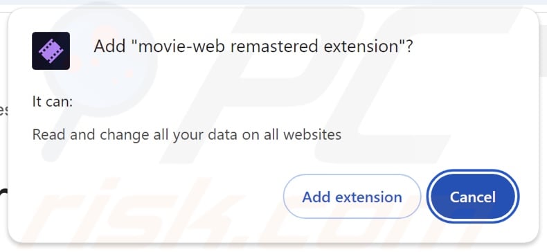 movie-web remastered extension asking for various permissions