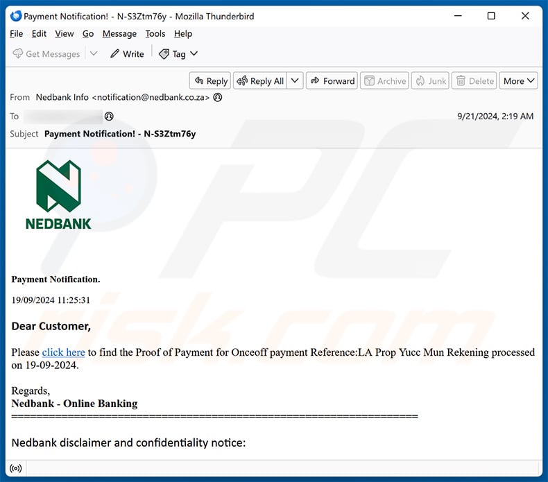 Nedbank Email Scam - Removal and recovery steps (updated)