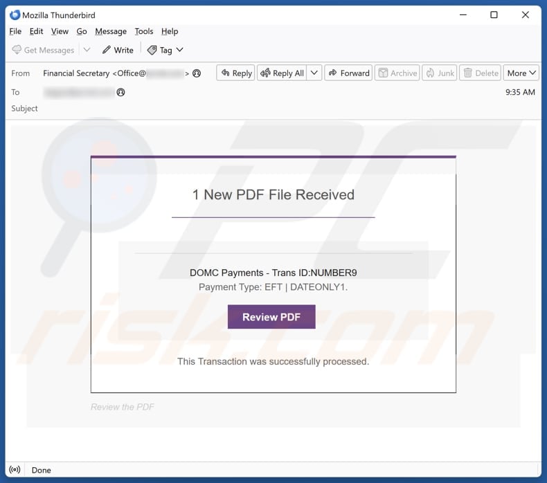 New PDF File Received email spam campaign