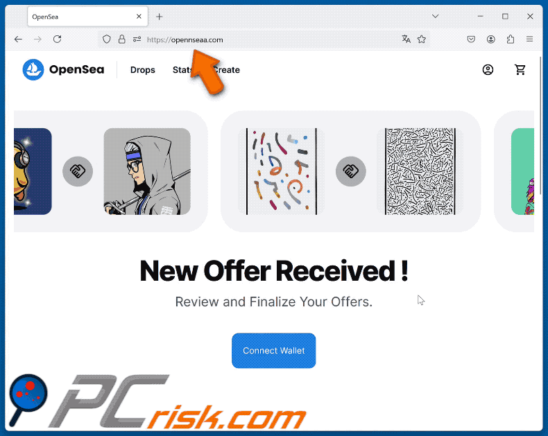 OpenSea Offer Alert email scam fake website appearance