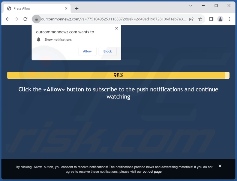 ourcommonnewz[.]com pop-up redirects