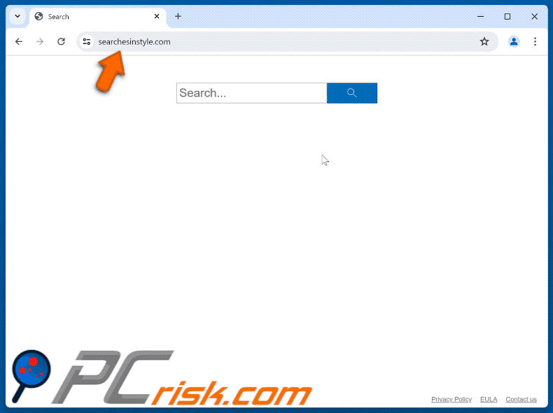 searchesinstyle.com redirect through searchinstyle.com to the Bing search engine (GIF)