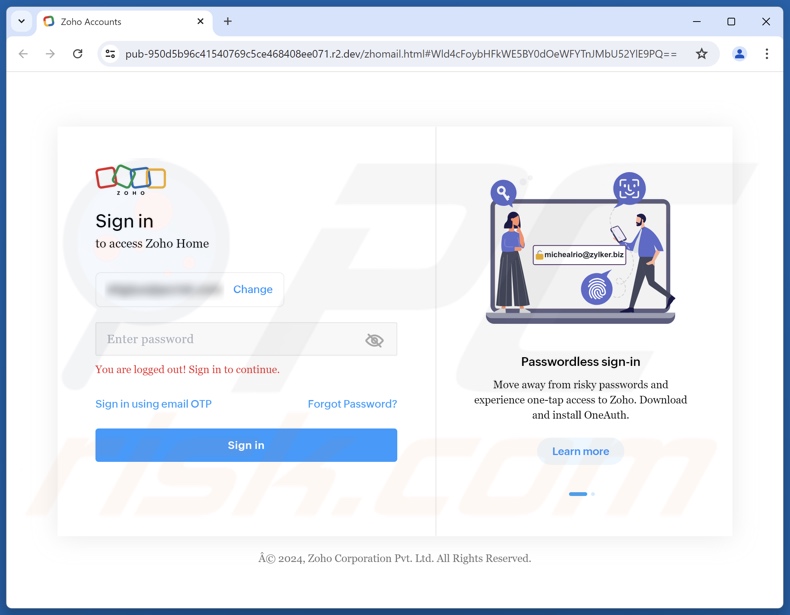 Security Turned Off scam email promoted phishing site