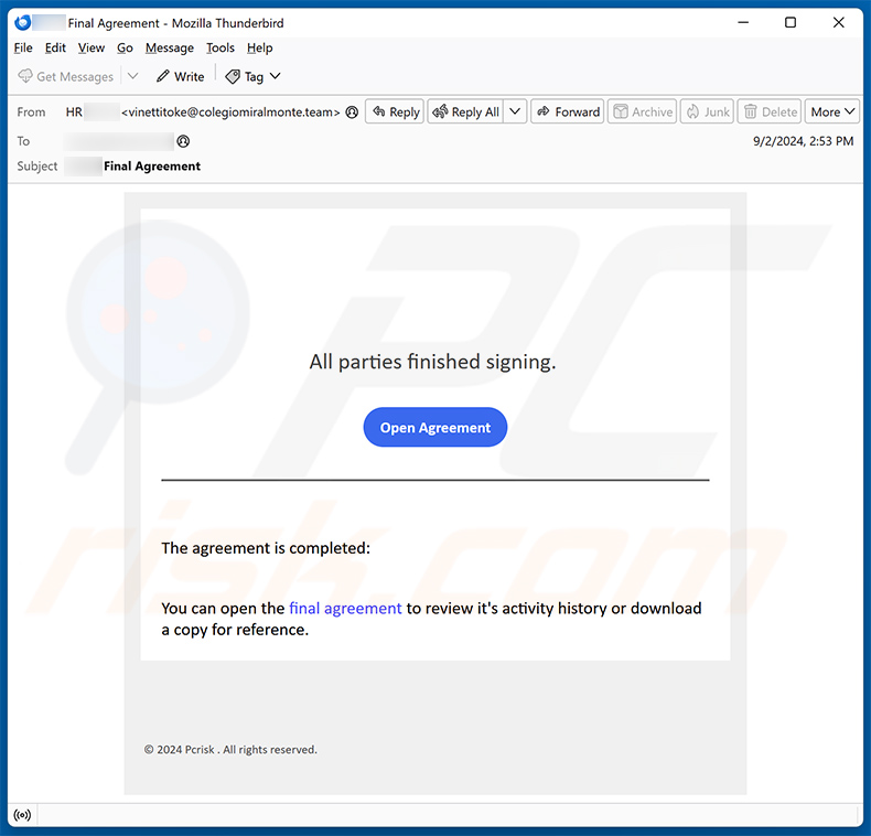 Signed Agreement email scam (2024-09-03)