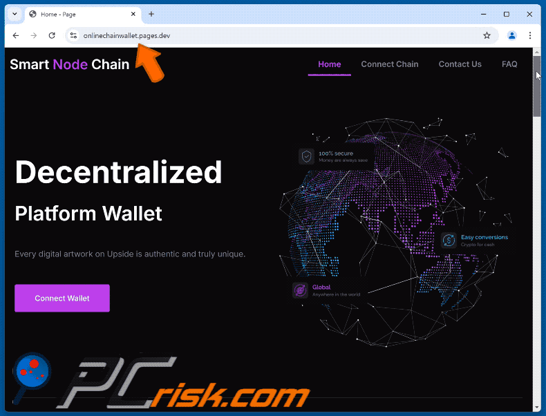 Appearance of Smart Node Chain scam (GIF)