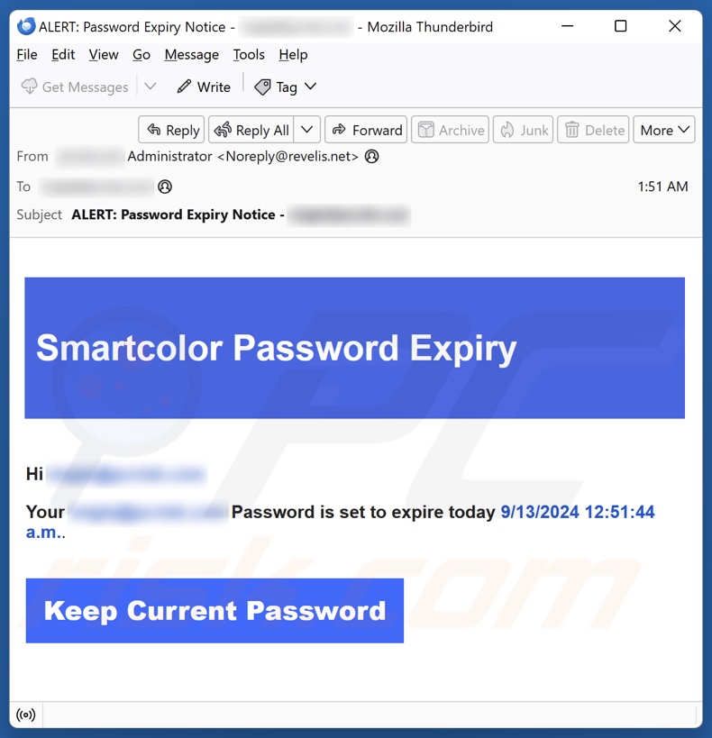 Smartcolor Password Expiry email spam campaign