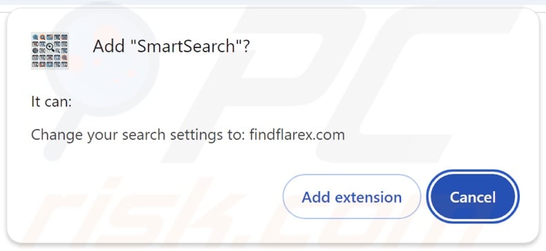 SmartSearch browser hijacker asking for permissions