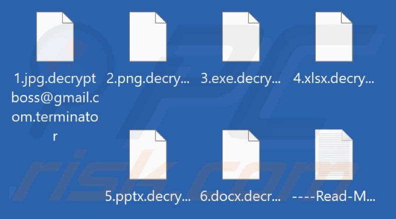 Files encrypted by Terminator ransomware (.terminator extension)