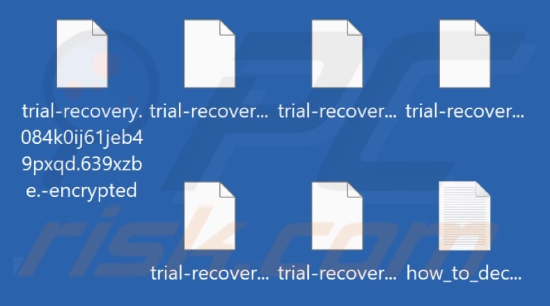 Files encrypted by Trial_recovery ransomware (renamed following pattern -)