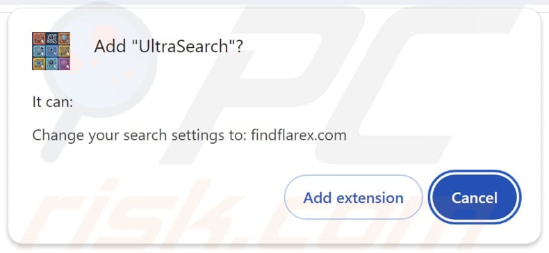 UltraSearch browser hijacker asking for permissions