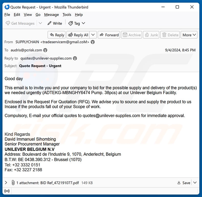 UNILEVER email scam (2024-09-05)