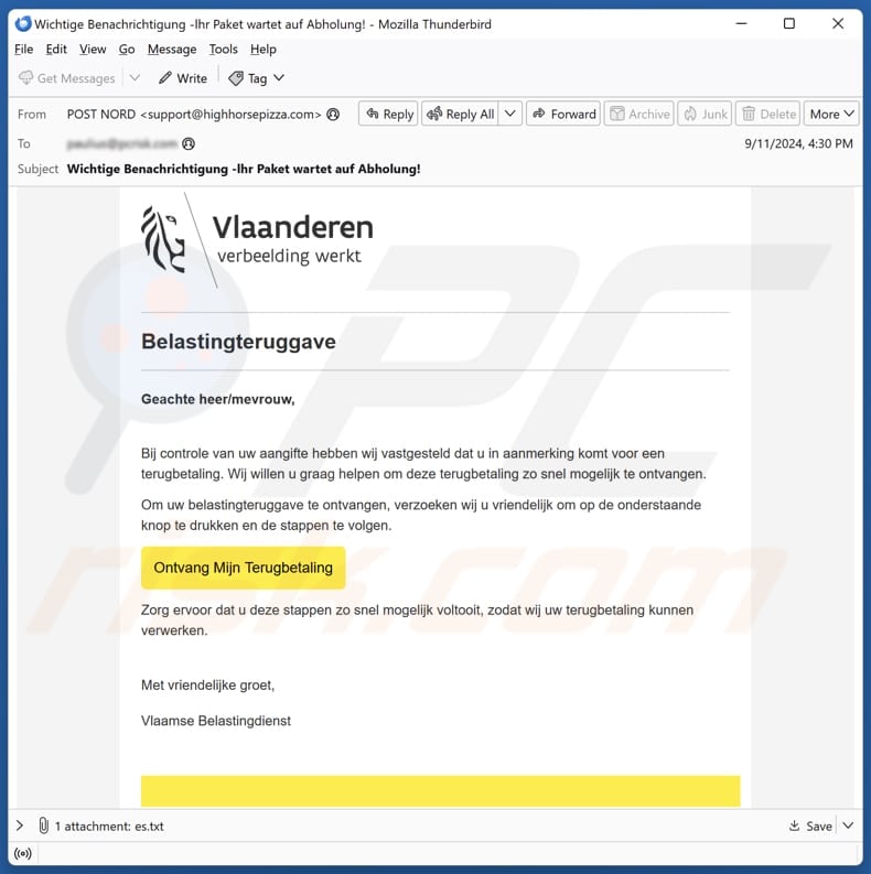 Vlaanderen Verbeelding Werkt email scam