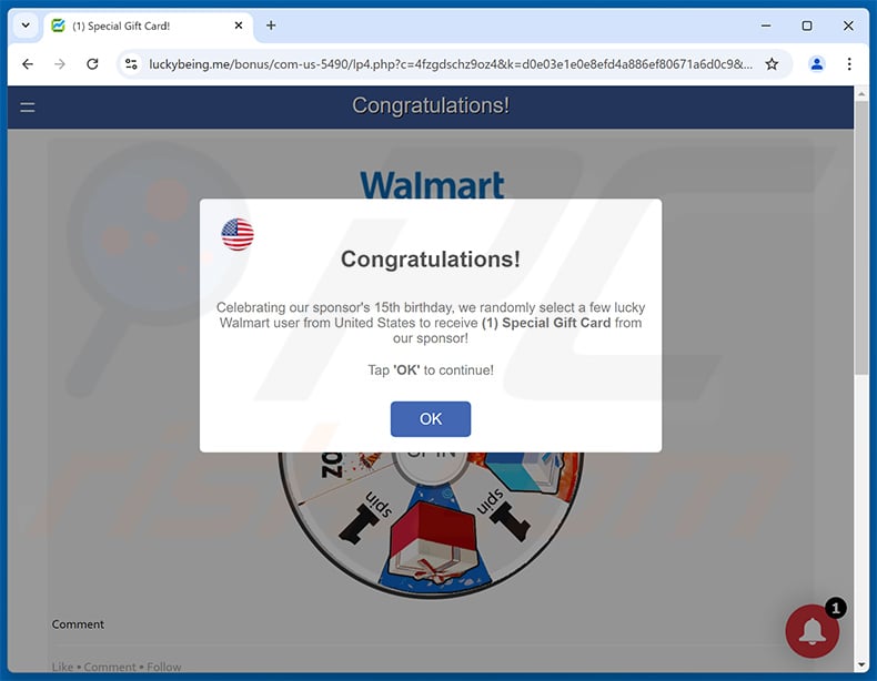 Walmart Gift Card pop-up scam (2024-09-27)