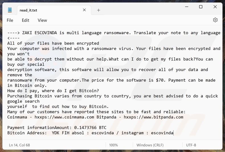 ZAKI ESCOVINDA ransomware ransom note (read_it.txt)