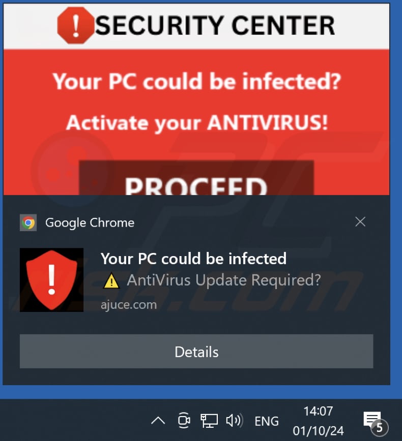 ajuce.com deceptive notification