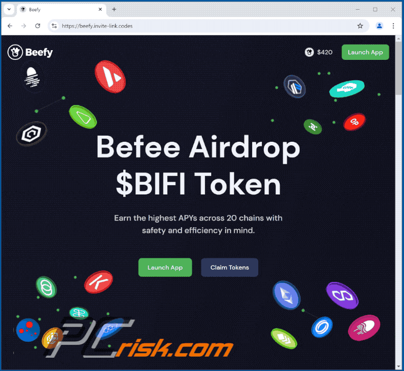 Appearance of $BIFI Token Airdrop scam