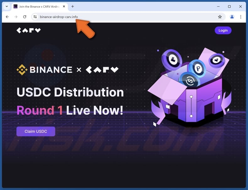 Binance USDC Distribution scam