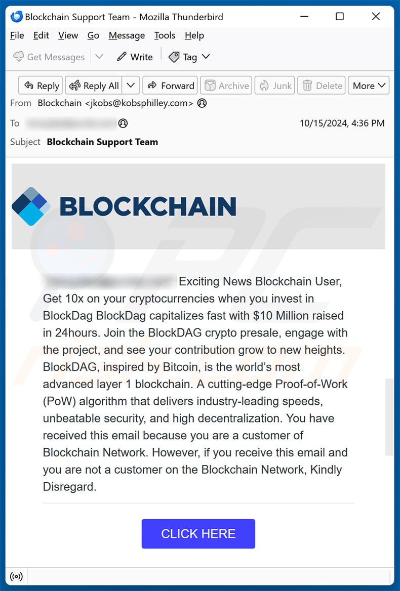 Phishing site promoting BlockDAG-themed drainer website