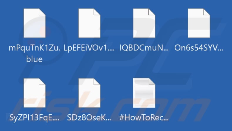 Files encrypted by Blue ransomware (.blue extension)