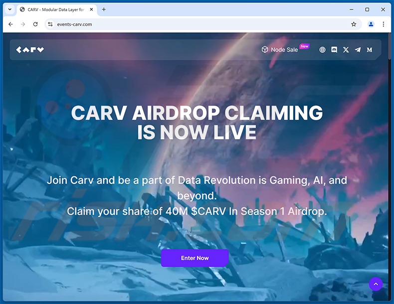 CARV Airdrop drainer website - events-carv[.]com