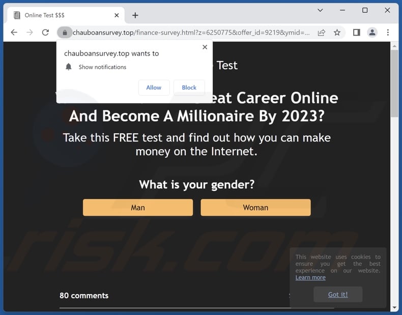 chauboansurvey[.]top pop-up redirects