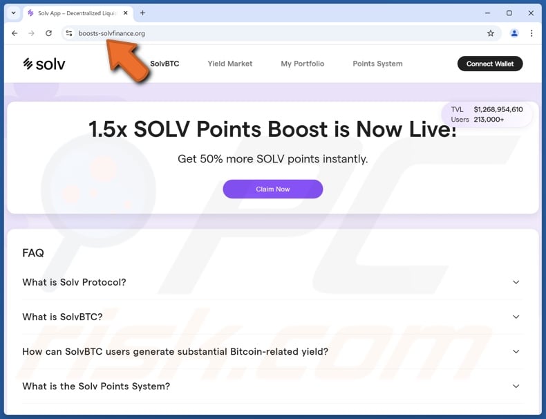 Claim SOLV Points Boost scam