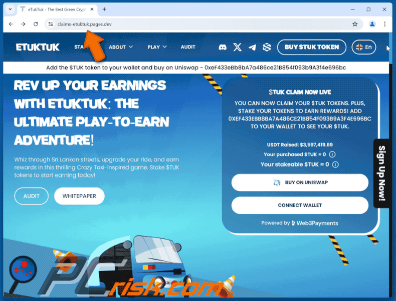 Appearance of Claim $TUK scam